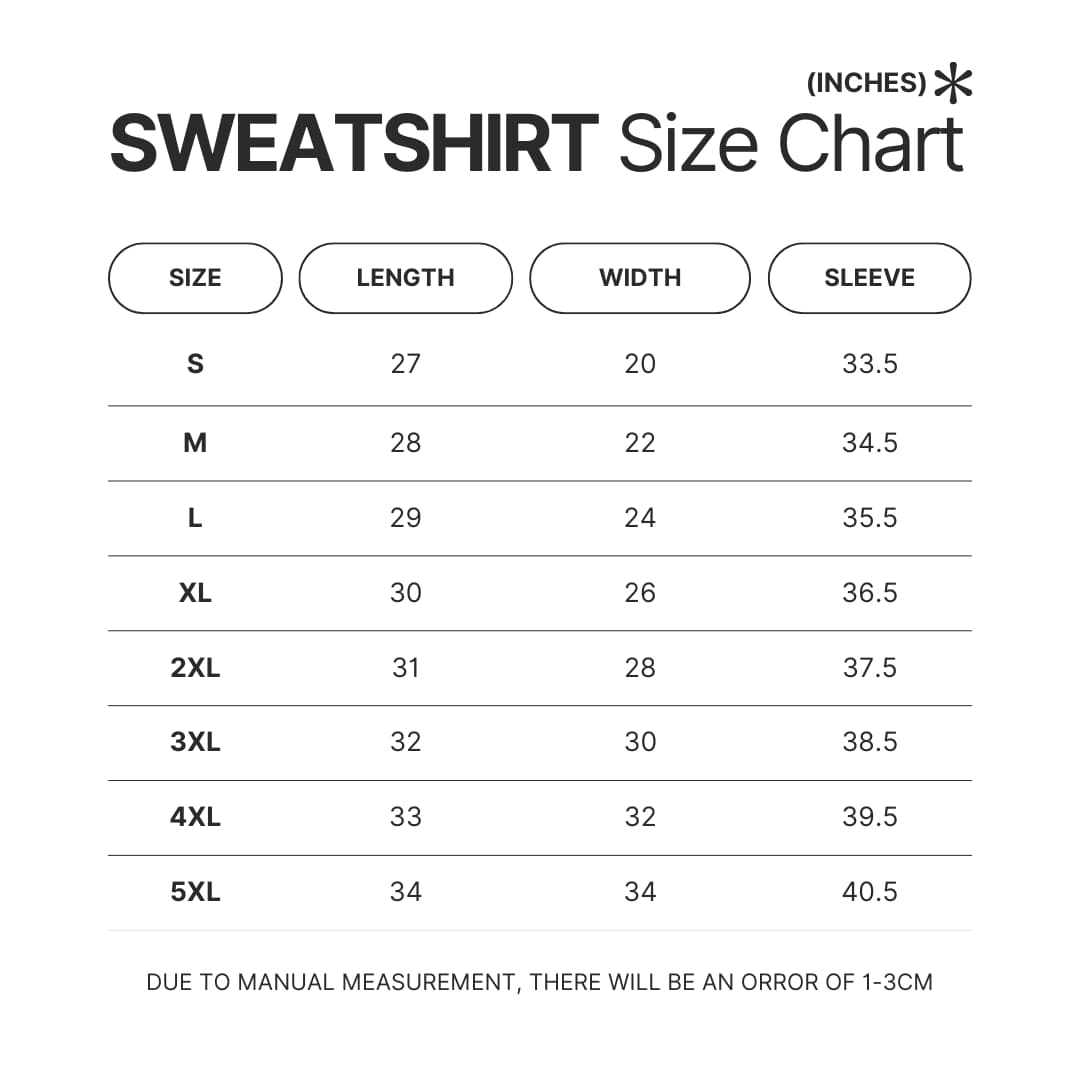 Sweatshirt Size Chart - Greys Anatomy Store